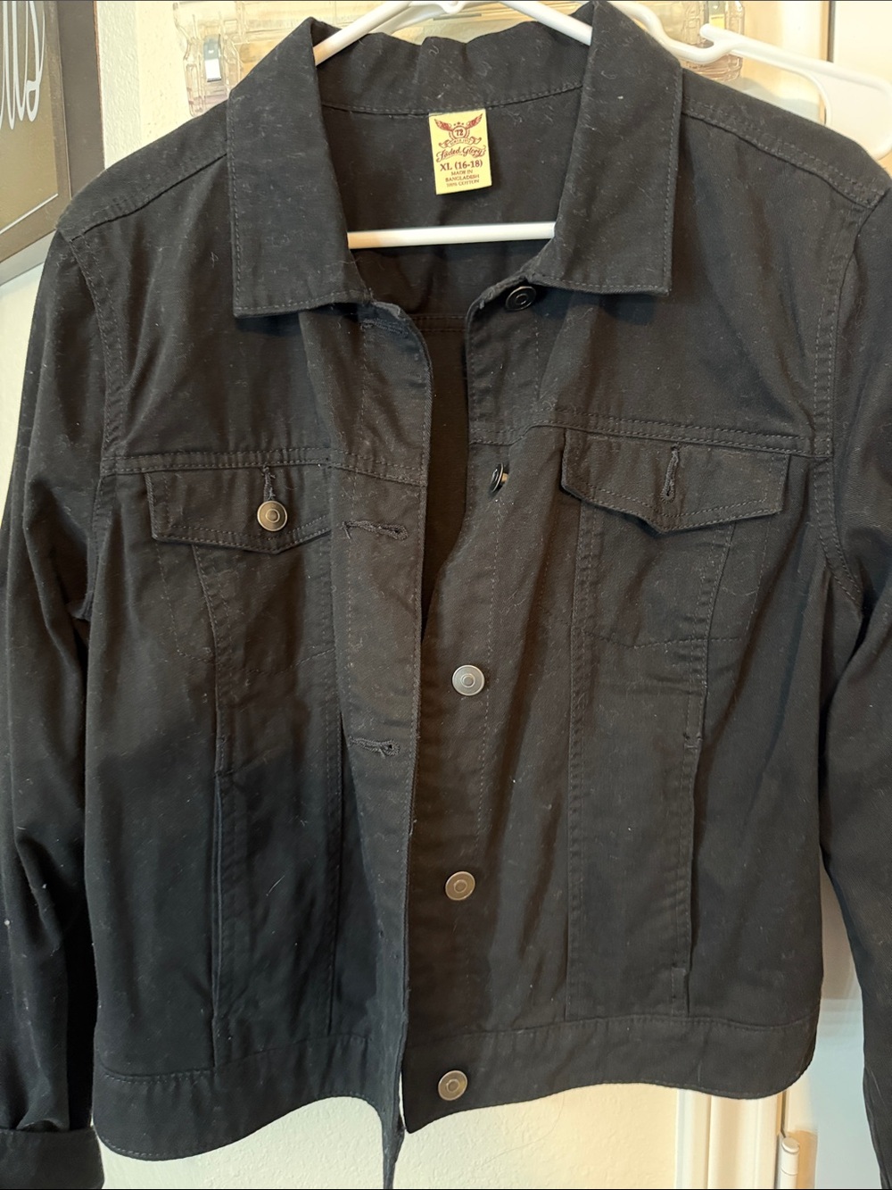 Faded Glory Black Button-Front Jean Jacket